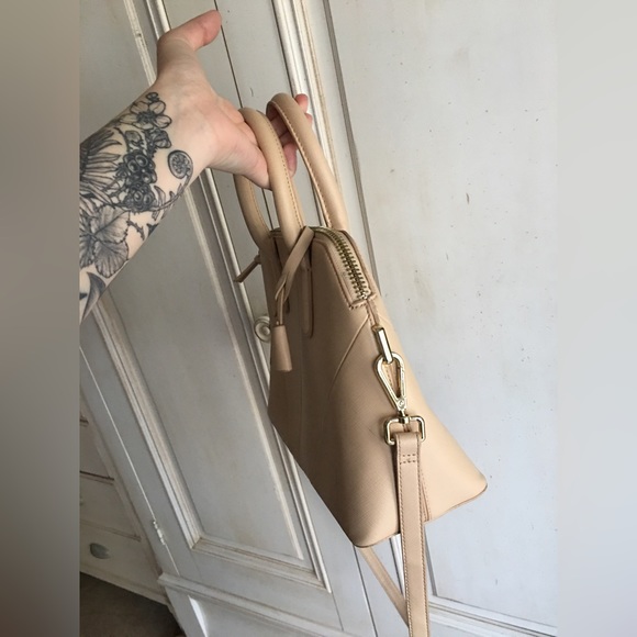 Zara creamy pink / beige classic bowler bag with crossbody strap - Picture 4 of 12
